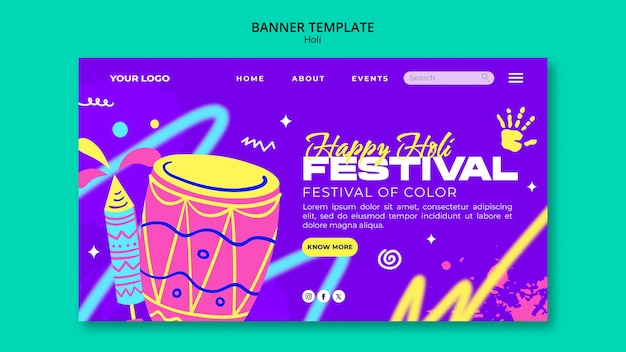 Holi festival template design