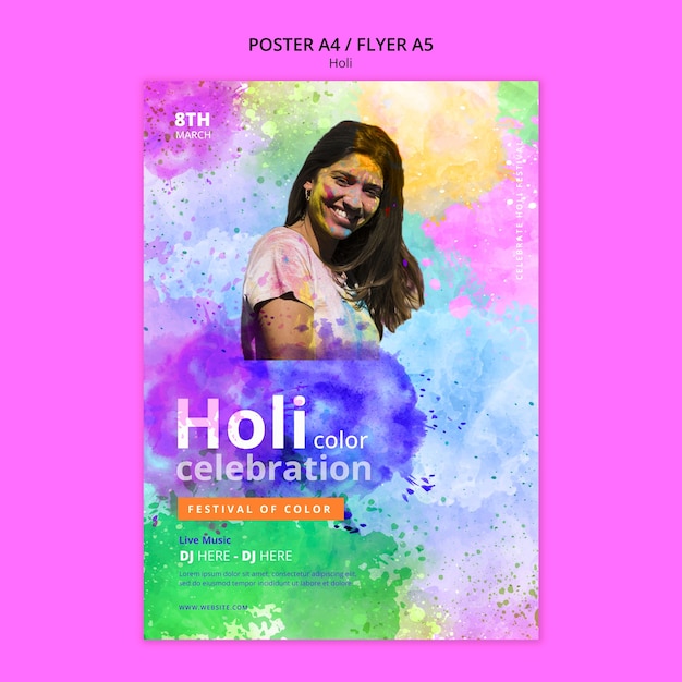 Free PSD holi festival template design