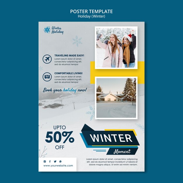 Holiday winter poster template