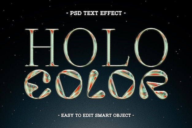 Free PSD holo color chrome metallic text effect