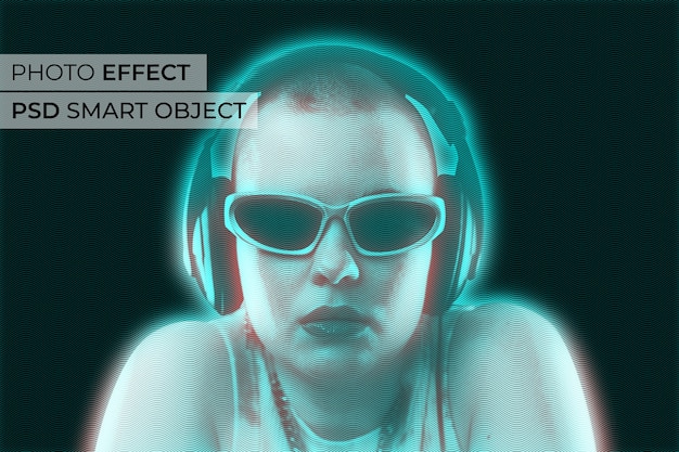 Free PSD hologram photo effect