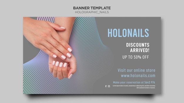 Free PSD holographic nails banner template