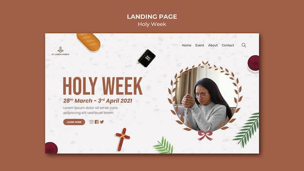 Holy week landing page with photo