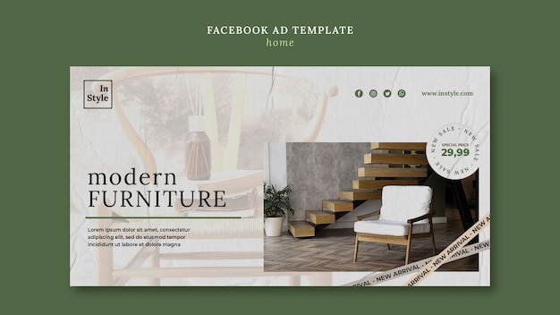 Free PSD home interior design facebook template