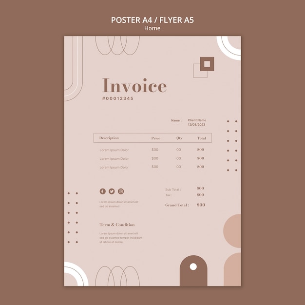 Free PSD home interior design  invoice template