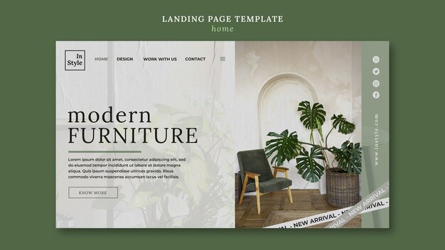 Free PSD home interior design  landing page template