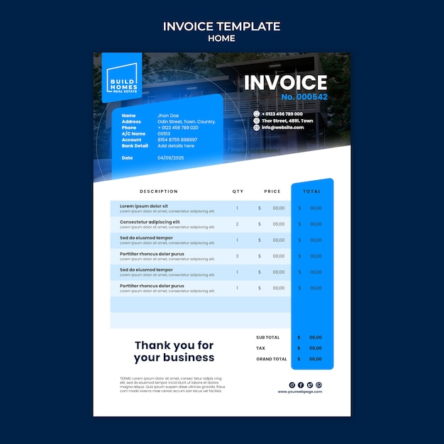 Home interior invoice template