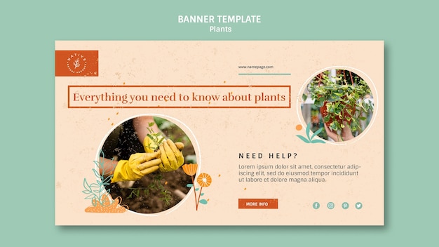 Home interior plants banner template