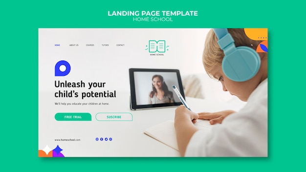 Free PSD home schooling landing page