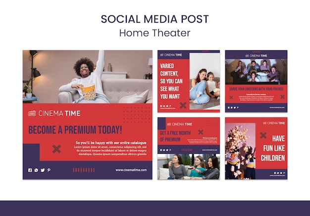 Home theater social media posts template