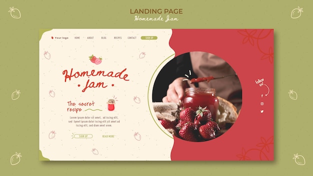 Free PSD homemade jam landing page template