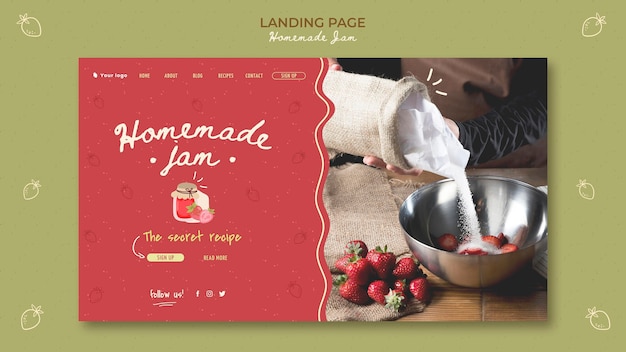 Free PSD homemade jam landing page template