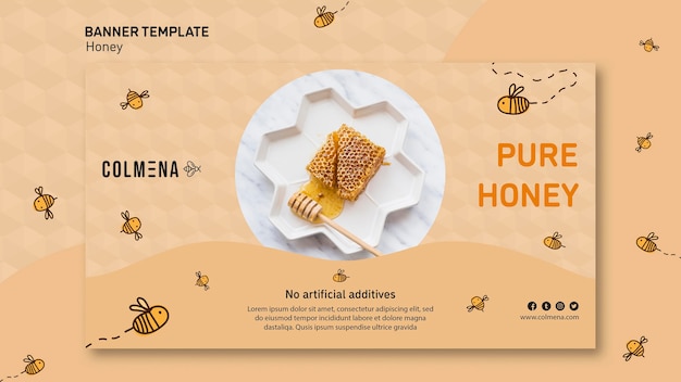 Free PSD honey shop ad template banner