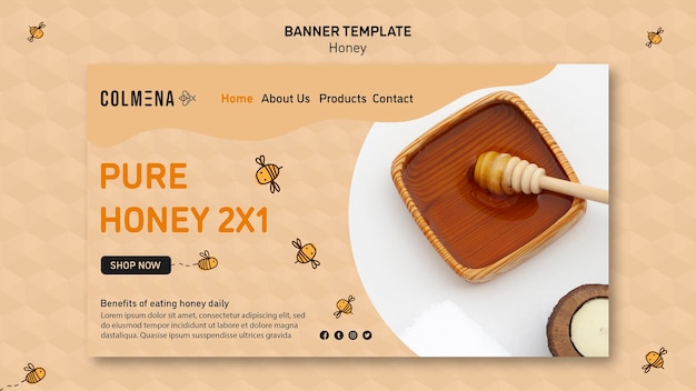 Free PSD honey shop banner template