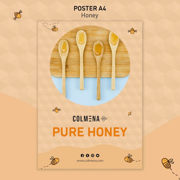 Free PSD honey shop poster template