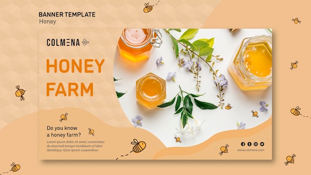 Free PSD honey shop promo banner template