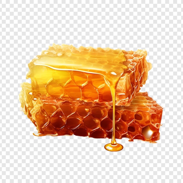 Free PSD honeycomb with honey drop isolated on transparent background