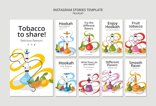 Free PSD hookah flavors instagram stories collection