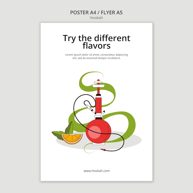 Free PSD hookah flavors vertical poster template