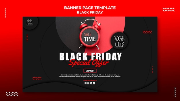 Free PSD horizontal banner for black friday sale