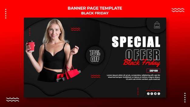 Horizontal banner for black friday sale