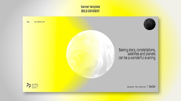 Free PSD horizontal banner in bold gradient with planet and science