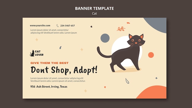 Free PSD horizontal banner for cat adoption