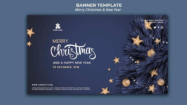 Free PSD horizontal banner for christmas and new year