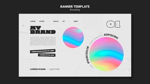 Free PSD horizontal banner for company branding with colorful circle shape