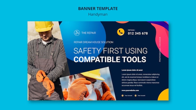 Free PSD horizontal banner for company offering handyman services