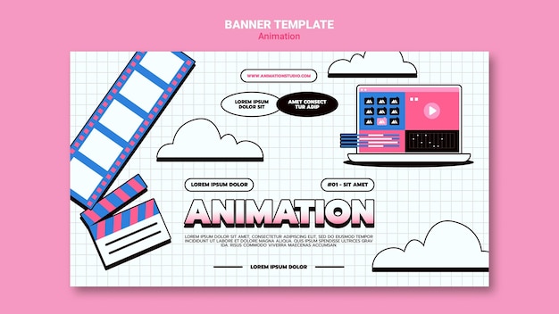 Free PSD horizontal banner for computer animation