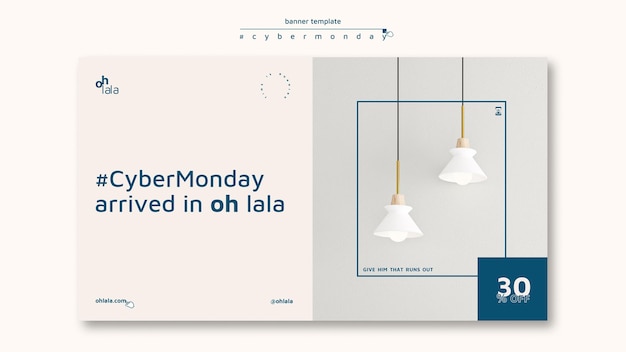 Free PSD horizontal banner for cyber monday shopping