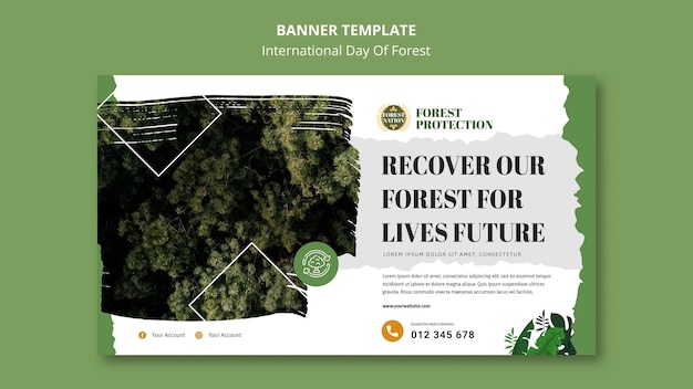 Free PSD horizontal banner for day of forest with nature