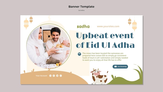 Horizontal banner for eid al-adha celebration