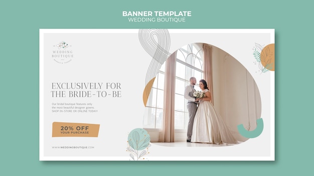 Free PSD horizontal banner for elegant wedding boutique