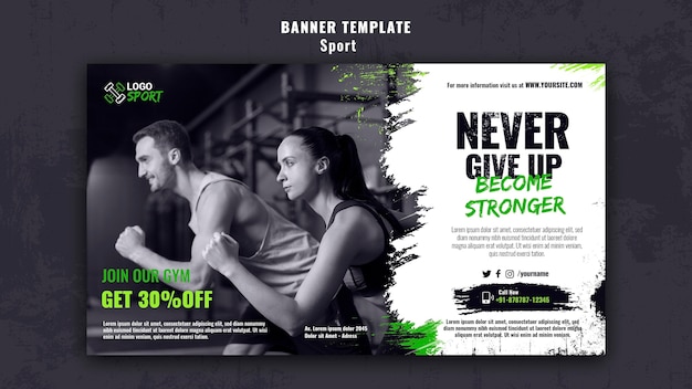 Free PSD horizontal banner for exercise and gym training