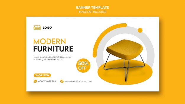 Horizontal banner or facebook cover with minimal design and home furniture discount