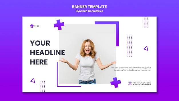 Horizontal banner for free theme with dynamic geometrics