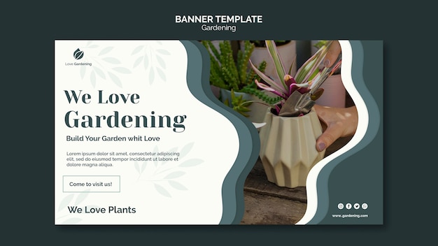 Free PSD horizontal banner for gardening