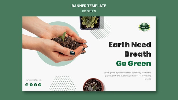 Free PSD horizontal banner for going green and eco-friendly