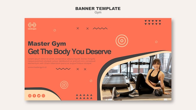 Free PSD horizontal banner for gym activity