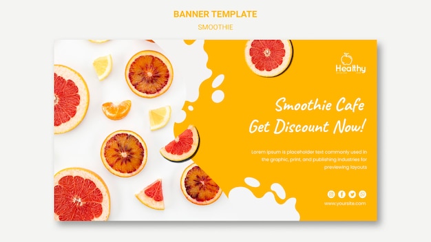 Free PSD horizontal banner for healthy fruit smoothies