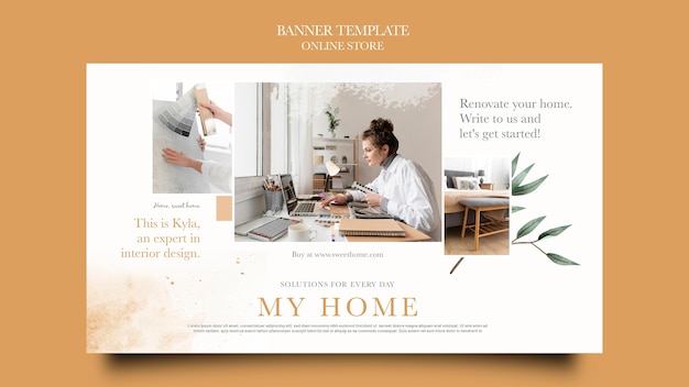 Free PSD horizontal banner for home furniture online shop