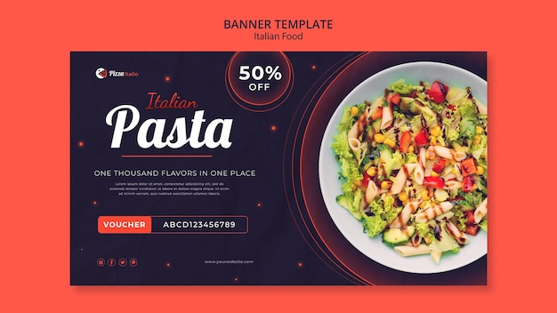 Free PSD horizontal banner for italian food restaurant