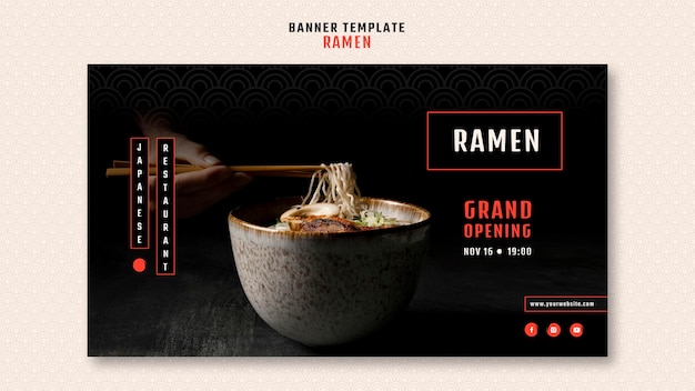 Free PSD horizontal banner for japanese ramen restaurant