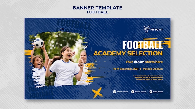 Horizontal banner for kids football training