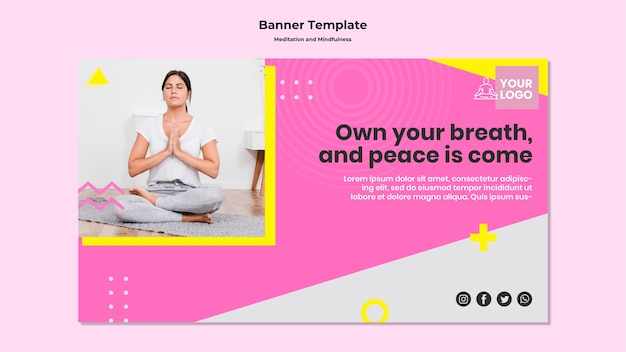 Horizontal banner for meditation and mindfulness