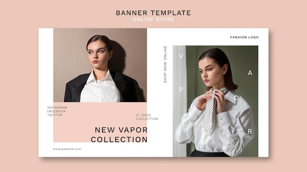 Free PSD horizontal banner for minimalistic online fashion store