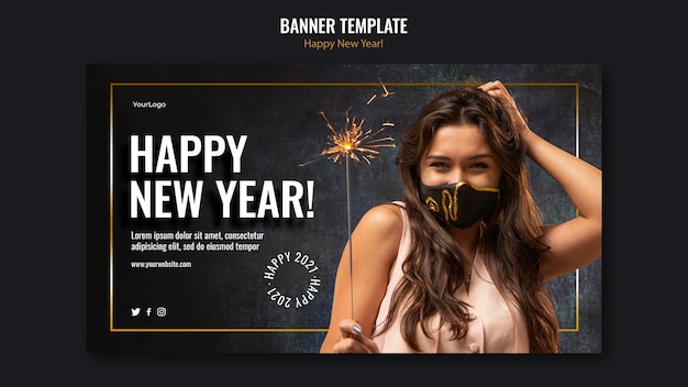 Horizontal banner for new year celebration