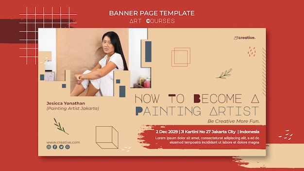 Free PSD horizontal banner for painting classes